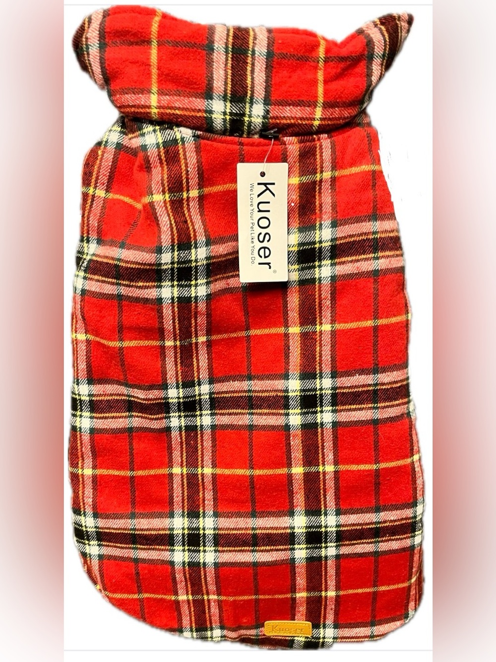 Kuoser Red Plaid Cozy Dog Jacket